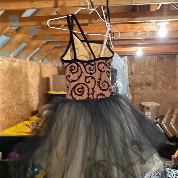 Elegant Black and Tan Kids Dance Costume - Picture 5 of 6